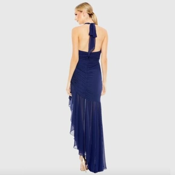 NWT MAC DUGGAL Dress Size 6 Evening Gown Asymmetrical Ruffle Hem Navy NEW #7971 - Picture 4 of 9
